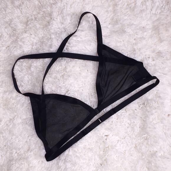 ♥ 696 ♥ (M) BLACK & GREIGE Amazing Quality Black Sheer Bralette - Picture 4 of 4